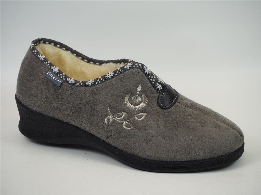 lowell pantoufle compensée fourée femme gris