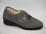 lowell pantoufle compensée fourée femme gris