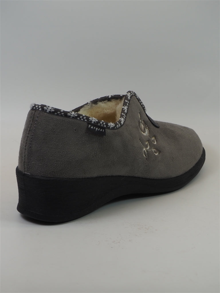 lowell pantoufle compensée fourée femme gris