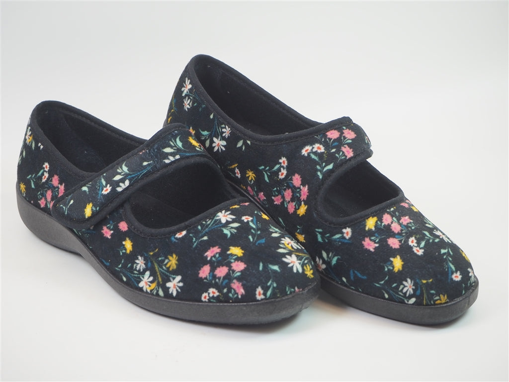 tartevelle chausson ballerine bride velcro noir