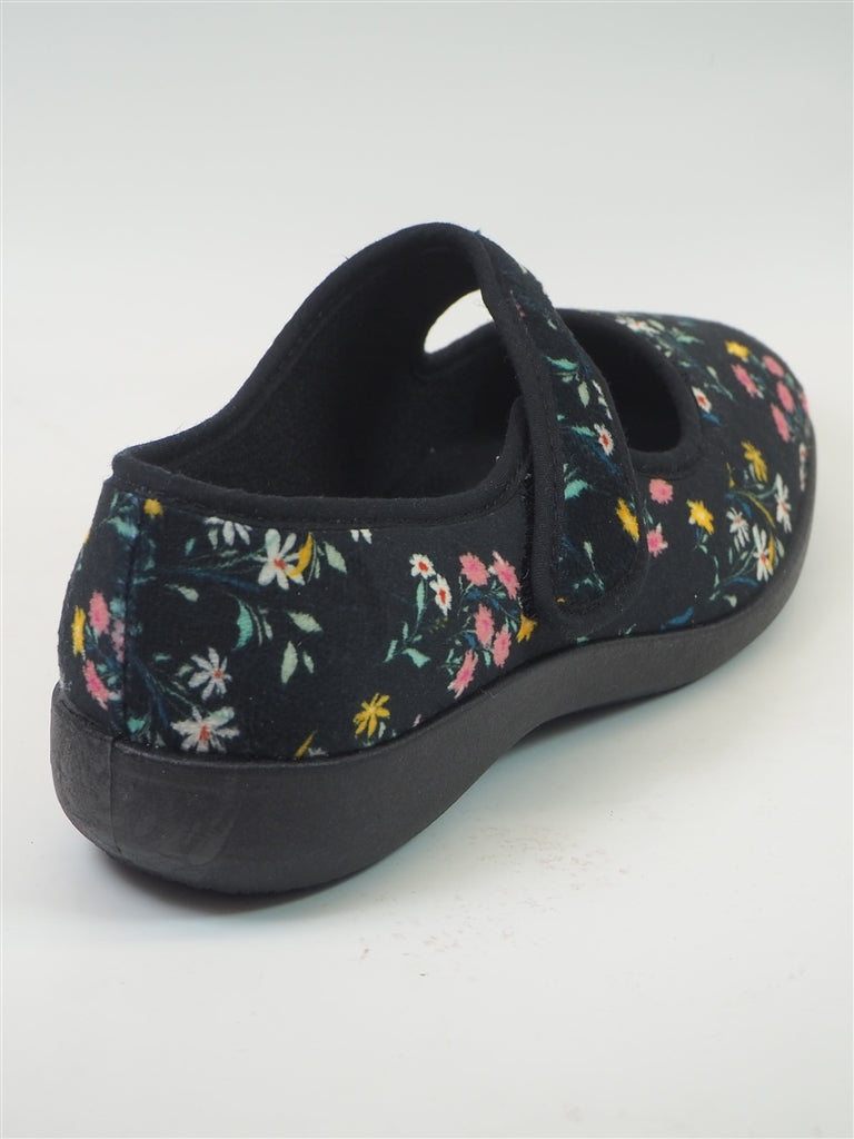 tartevelle chausson ballerine bride velcro noir